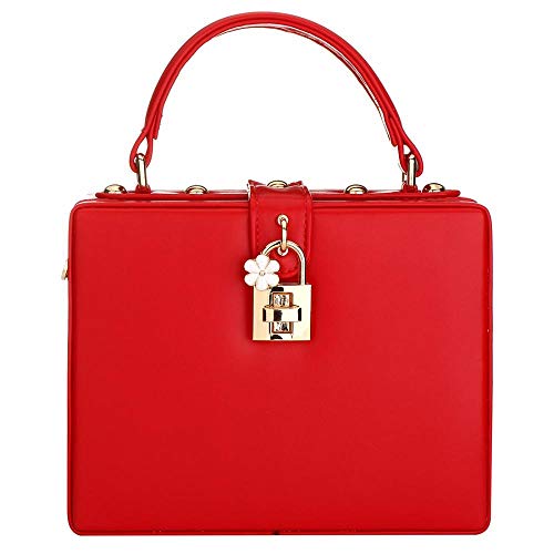 Box Bag Crossbody Bag for Women Top Handle Tote Shoulder Satchel Bag Handbags Clutch Purses (Red)