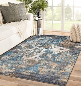luxe weavers rug – persian rugs 6490 abstract area rug – modern design, medium pile, turquoise / size 5 x 7