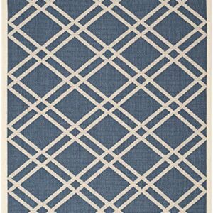 SAFAVIEH Courtyard Collection 8' x 11' Navy/Beige CY6923 Trellis Indoor/ Outdoor Waterproof Easy-Cleaning Patio Backyard Mudroom Area-Rug