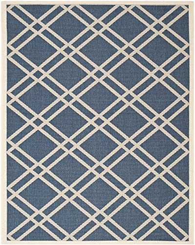 SAFAVIEH Courtyard Collection 8' x 11' Navy/Beige CY6923 Trellis Indoor/ Outdoor Waterproof Easy-Cleaning Patio Backyard Mudroom Area-Rug