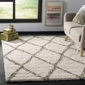 safavieh hudson shag collection 5’1″ x 7’6″ ivory/grey sgh329a moroccan trellis non-shedding living room bedroom dining room entryway plush 2-inch thick area rug