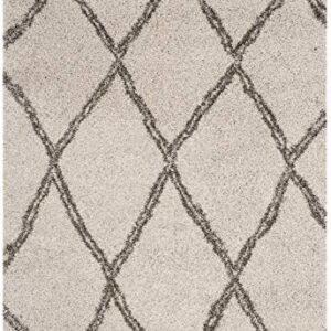 SAFAVIEH Hudson Shag Collection 5'1" x 7'6" Ivory/Grey SGH329A Moroccan Trellis Non-Shedding Living Room Bedroom Dining Room Entryway Plush 2-inch Thick Area Rug