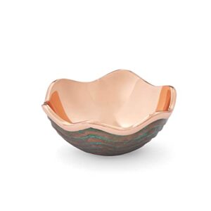 nambe mini copper canyon bowl | 4.5-inch fruit bowl for kitchen counter, table, mantel décor | decorative scalloped edge vegetable basket | salad serving bowl | 6.5-ounce