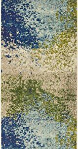 Unique Loom Estrella Collection Abstract, Modern, Light Colors, Distressed Area Rug, 2 ft x 7 ft, Blue/Beige