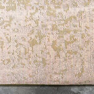 Unique Loom Estrella Collection Abstract, Modern, Light Colors, Distressed Area Rug, 2 ft x 7 ft, Blue/Beige