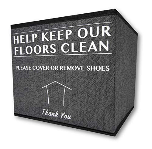 RE GOODS Real Estate Agent Supplies - Shoe Covers Box For Realtor Listings and Open Houses , Foldable Bin For Disposable Shoe Booties , Please Cover or Remove Your Shoes Sign