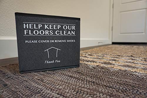 RE GOODS Real Estate Agent Supplies - Shoe Covers Box For Realtor Listings and Open Houses , Foldable Bin For Disposable Shoe Booties , Please Cover or Remove Your Shoes Sign