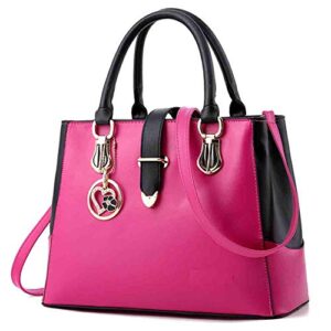 rullar women handbag and purse stitching shoulder top-handle bag tote with heart-shaped pendant rose
