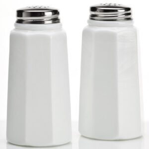 salt & pepper shaker set – paneled pattern – mosser glass – american made (milk)