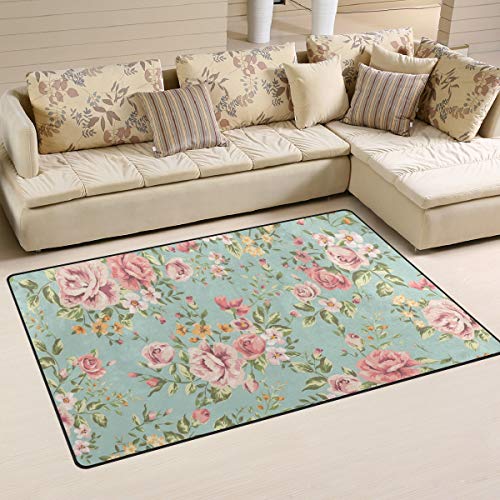 ALAZA Shabby Chic Floral Blossom Area Rug Rugs Non-Slip Floor Mat Doormats Living Dining Room Bedroom Dorm 31 x 20 inches Home Decor