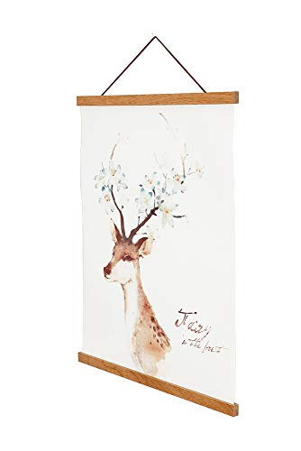 Artmag Magnetic Poster Hanger Frame, 20x28 20x30 20x24 Light Wood Wooden Magnet Canvas Artwork Print Dowel Poster Hangers Frames Hanging Kit (Teak Wood, 20")