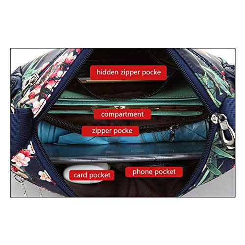 NOTAG Crossbody Bags for Women Nylon Shoulder Bag Floral Multi-Pocket Purses and Handbags (CH)