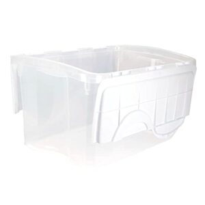 Sterilite Single 48-Quart Clear Hinged Lid Storage Tote Box Container with Attached Hinged Lids for Home Organization, (12 Pack)