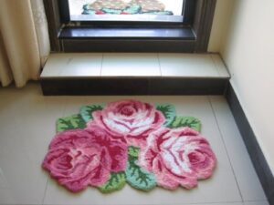 yousa romantic 3 pink roses rug for living room anti-slip door mat 31.5”x23.6”