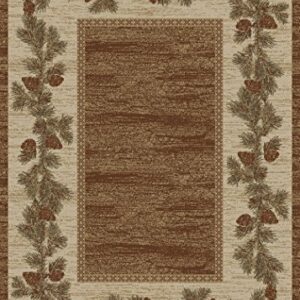 Rug Empire Rustic Lodge, Pine Cone Open Field Area Rug, 26" W x 39" L, Multi 6708