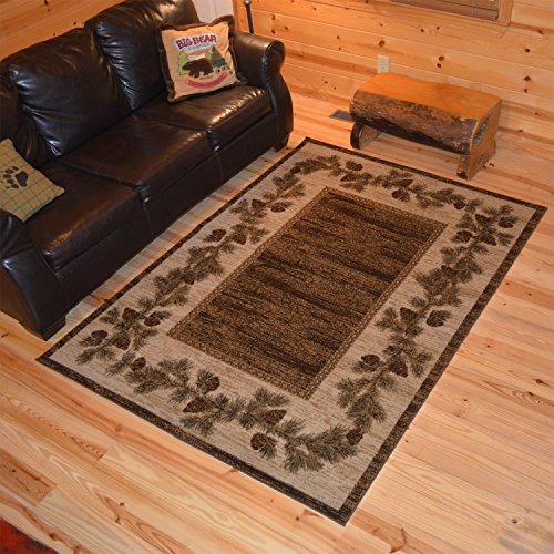 Rug Empire Rustic Lodge, Pine Cone Open Field Area Rug, 26" W x 39" L, Multi 6708