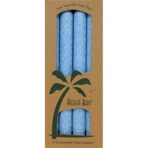 aloha bay palm tapers light blue candles, unscented, 4 count