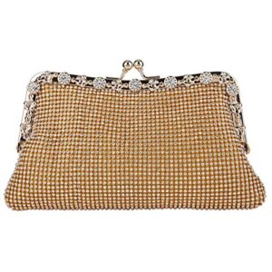 fawziya bow purse for women rhinestone crystal evening clutch bags-gold