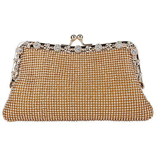 Fawziya Bow Purse For Women Rhinestone Crystal Evening Clutch Bags-Gold