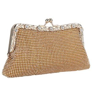 Fawziya Bow Purse For Women Rhinestone Crystal Evening Clutch Bags-Gold