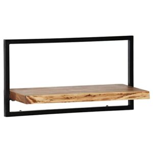 FAMIROSA Wall Shelf Set 5 Pieces Solid Acacia Wood and Steel