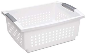 sterilite 16648006 stacking plastic basket, large, white