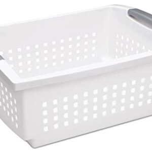 Sterilite 16648006 Stacking Plastic Basket, Large, White