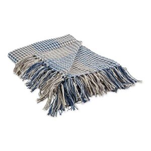 dii california casual houndstooth woven throw, french blue & gray, 50×60