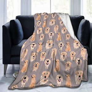 flannel plush moving throw blanket, golden retriever companion dog pet animal pattern throw for cold weather chair, wrinkle-resistant air conditioning blanket easy care – 60×50 inch