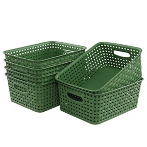 fiazony woven plastic storage basket, 10.03″ x 7.55″ x 4.09″, set of 6