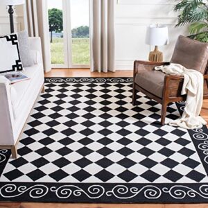 safavieh chelsea collection 7’9″ x 9’9″ black/ivory hk711a hand-hooked french country wool area rug