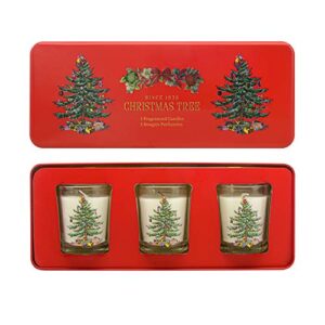 wax lyrical spode christmas tree candle gift set, 3 fragranced glass votive chr8001