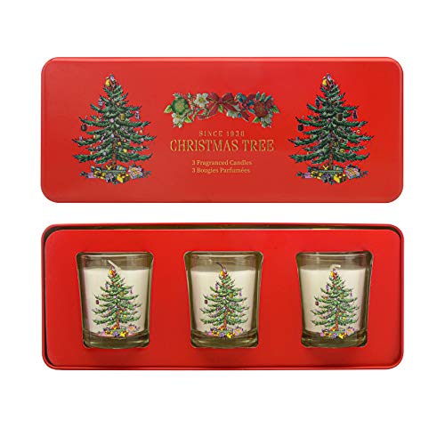 Wax Lyrical Spode Christmas Tree Candle Gift Set, 3 Fragranced Glass Votive CHR8001