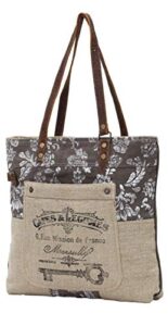 myra bags old key upcycled canvas tote bag s-0738
