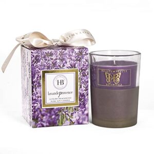hb botanicals luxury candle lavande provence highly scented soy candle lavender wax. clean burn in 7.5 oz frosted gold glass. beautiful gold embossed gift box. gift wrapped! safe cotton wick