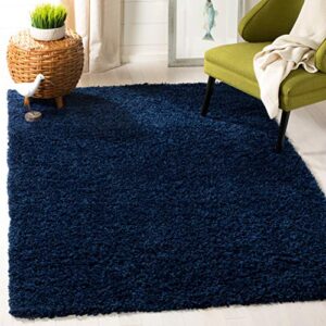 safavieh athens shag collection 8′ x 10′ navy sga119n non-shedding living room bedroom dining room entryway plush 1.5-inch thick area rug