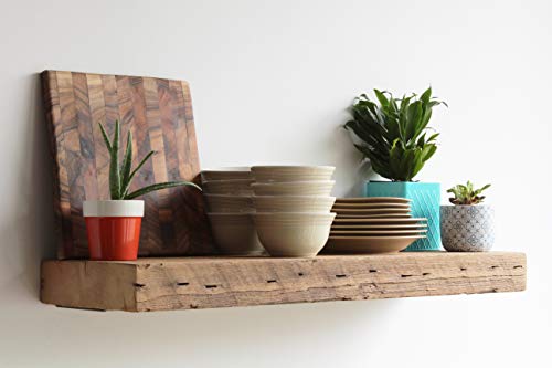 Urban Legacy Reclaimed Barn Wood Shelves | Amish Handcrafted in Lancaster, PA Rustic, Floating, Industrial, Brackets [ High Weight Capacity Set of 2 (Natural Low Profile Bracket, 36" x 11.5" x 3")
