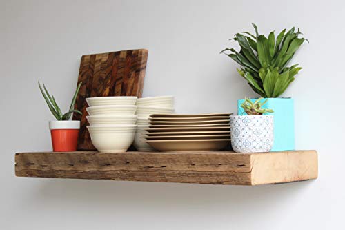 Urban Legacy Reclaimed Barn Wood Shelves | Amish Handcrafted in Lancaster, PA Rustic, Floating, Industrial, Brackets [ High Weight Capacity Set of 2 (Natural Low Profile Bracket, 36" x 11.5" x 3")