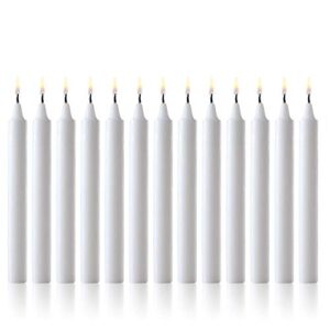 White Taper Candles - Set of 60 Dripless Chimes Candles - 4 inch Tall, 1/2 inch Diameter - 1.5 Hour Clean Burn