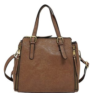 bueno of california womens veg tan satchel style handbags, dark taupe, one size us