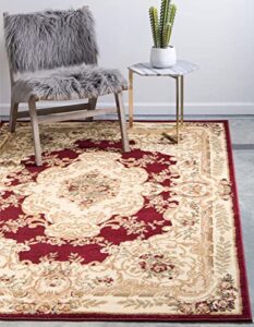 unique loom versailles collection traditional classic medallion motif area rug (3′ 3 x 5′ 3 rectangular, burgundy/ ivory)