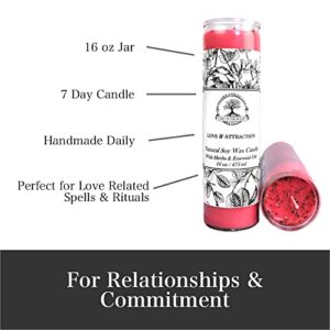 Love & Attraction 7 Day Soy Spell Candle by Art of the Root | Handmade, Natural Soy Wax | Metaphysical, Wiccan, Pagan, Conjure & Magick | Relationships, Marriage Proposals & Commitment Rituals