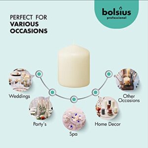 BOLSIUS Set of 12 Ivory Pillar Candles - 2.25-x3-inch Unscented Candle Set - Dripless Clean Burning Smokeless Dinner Candle - Perfect for Wedding Candles, Parties and Special Occasions