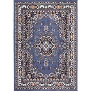 Home Dynamix Premium Sakarya Traditional Medallion Border Area Rug, Country Blue, 5'2"x7'4" Rectangle