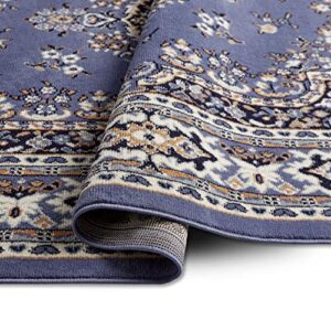 Home Dynamix Premium Sakarya Traditional Medallion Border Area Rug, Country Blue, 5'2"x7'4" Rectangle