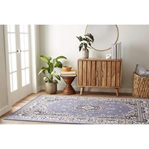 Home Dynamix Premium Sakarya Traditional Medallion Border Area Rug, Country Blue, 5'2"x7'4" Rectangle