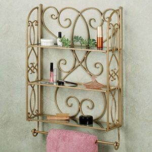 touch of class gianna wall shelf with towel bar venetian gold