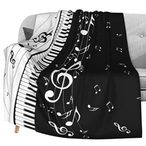 Delerain Piano Keys Music Note Soft Throw Blanket 40"x50" Lightweight Flannel Fleece Blanket for Couch Bed Sofa Travelling Camping for Kids Adults