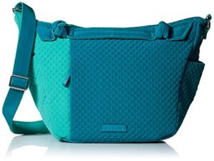 vera bradley women’s microfiber hadley on the go satchel purse, bahama bay and turquoise sea, one size