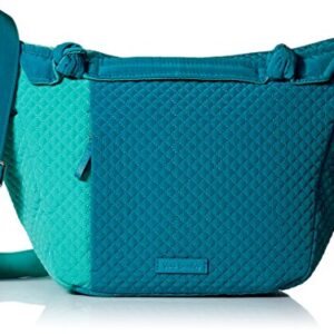 Vera Bradley Women's Microfiber Hadley on the Go Satchel Purse, Bahama Bay and Turquoise Sea, One Size